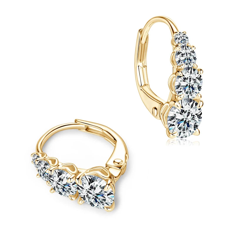 Moissanite Hoop Earrings 925 Sterling Silver