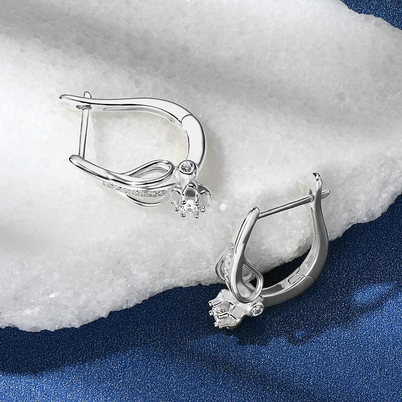 Brilliant 3mm Infinity Moissanite Earring 925 Sterling Silver Hoop Earrings