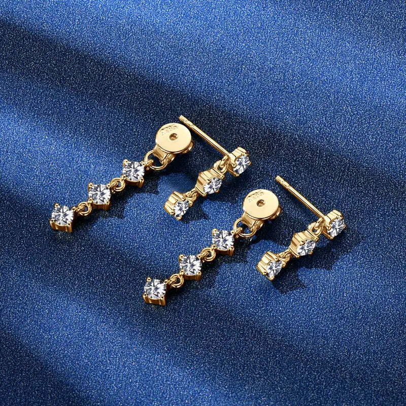 Moissanite Drop Earrings 925 Sterling Silver Tassel Chain Earring