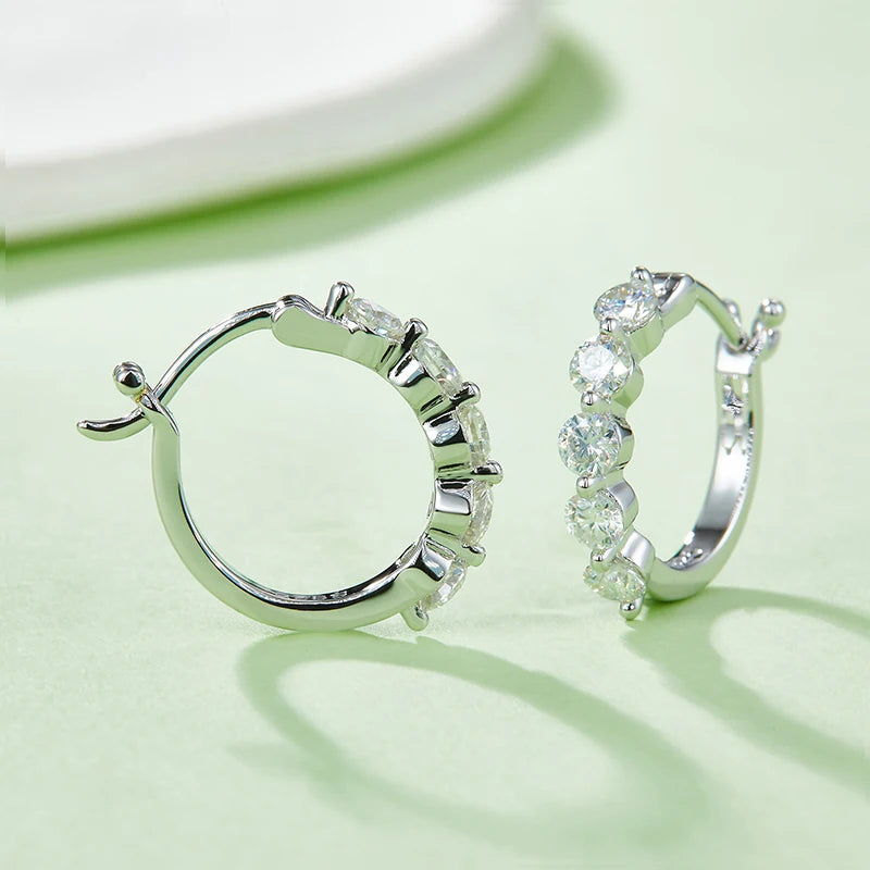 D-Color Round Moissanite Earrings 925 Sterling Silver Hoop Earring