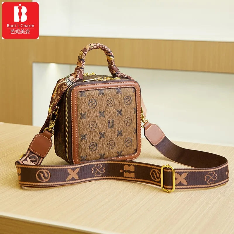 New high-end designer box bag retro fashion crossbody bag