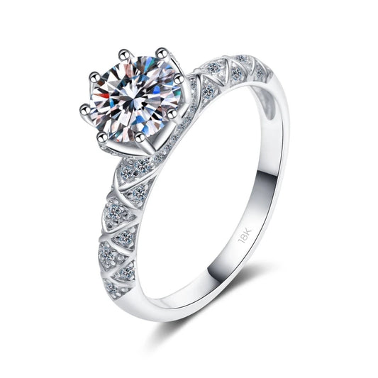 Designer 18K White Gold Moissanite Diamond Wedding Ring