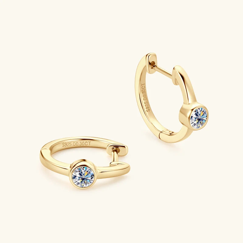 Sterling Silver Earrings 925 0.3CT Moissanite Hoop Earring