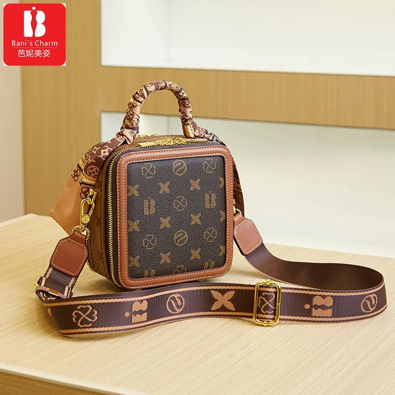 New high-end designer box bag retro fashion crossbody bag