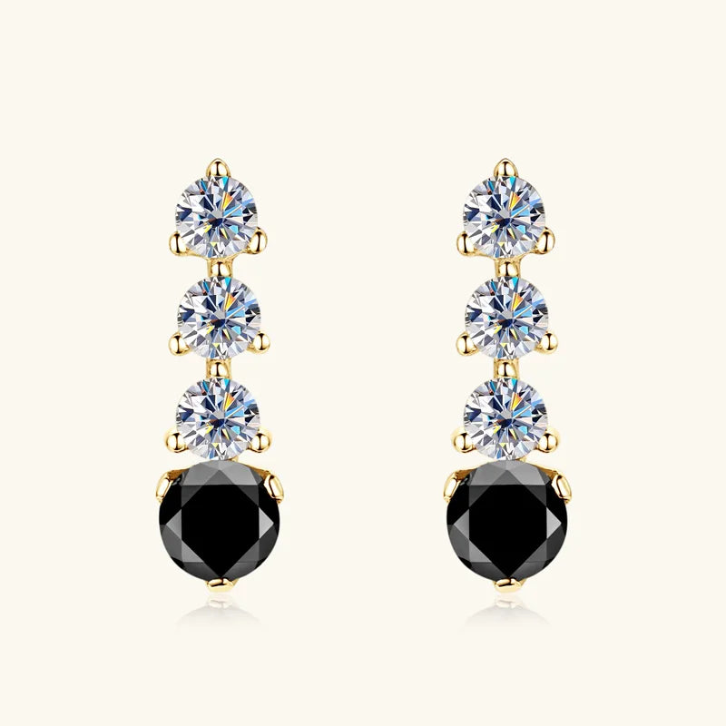 Black Moissanite Drop Earrings 925 Sterling Silver Dangle Earring