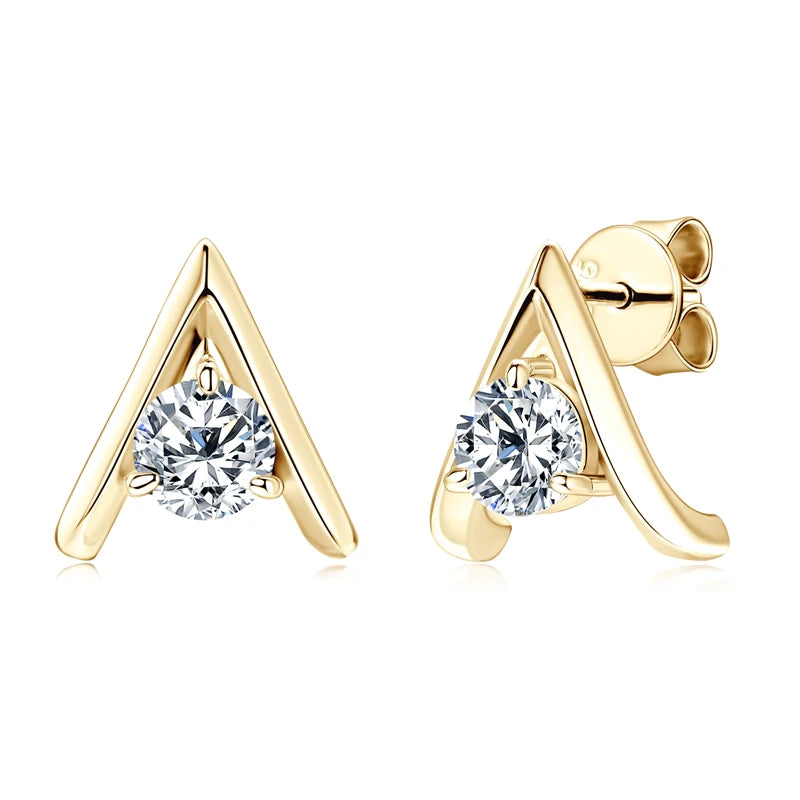 New Trend A-shaped Stud Earring for Women Certified 925 Sterling Silver 5mm Moissanite Earrings