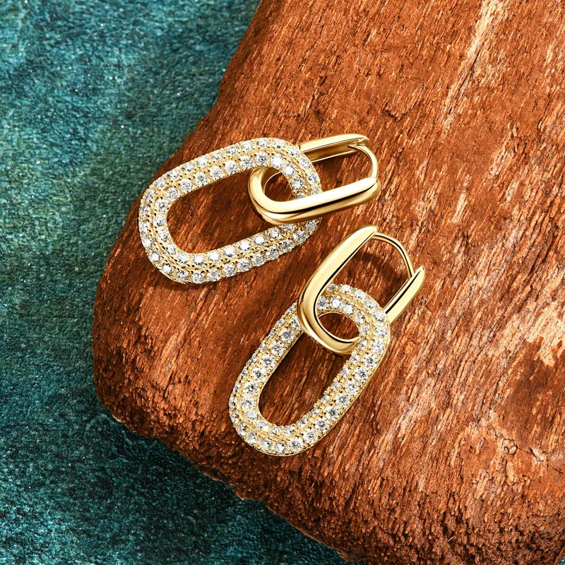 925 Sterling Silver Double Circle Hanging Earring