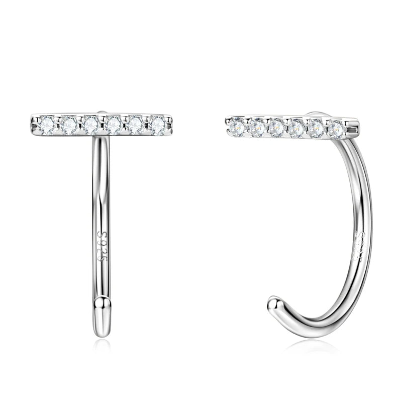 Trendy Moissanite Half Hoop Earrings 925 Sterling Silver