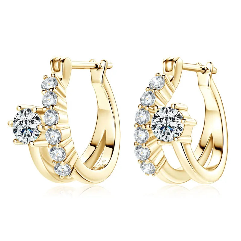 Moissanite Earring Original 925 Sterling Silver Hoop Earrings