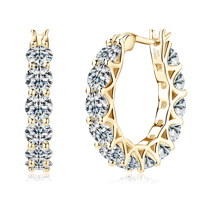 Moissanite Huggie Hoop Earrings 925 Sterling Silver Hollow Circle