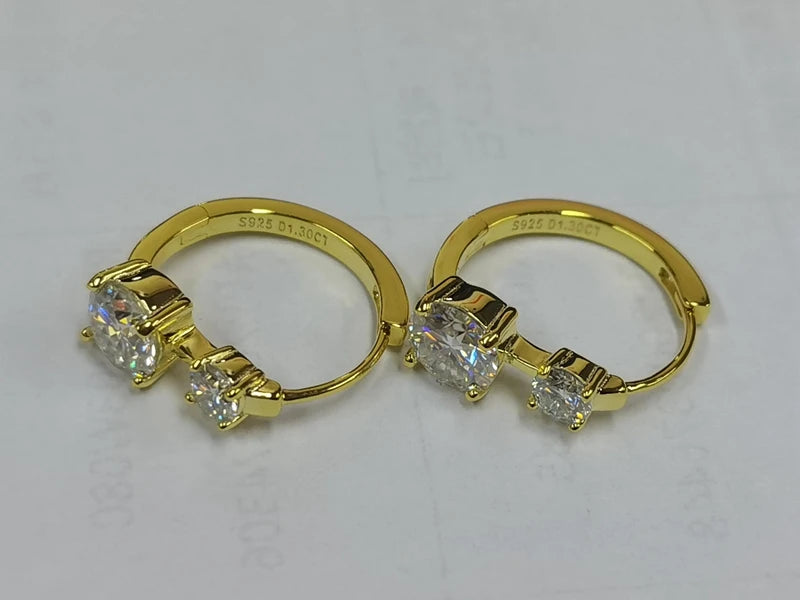 Moissanite Earrings With Certificate 925 Sterling Silver Hoop Earring