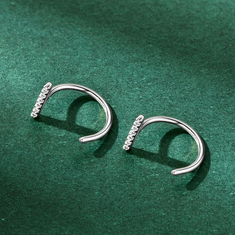 Trendy Moissanite Half Hoop Earrings 925 Sterling Silver