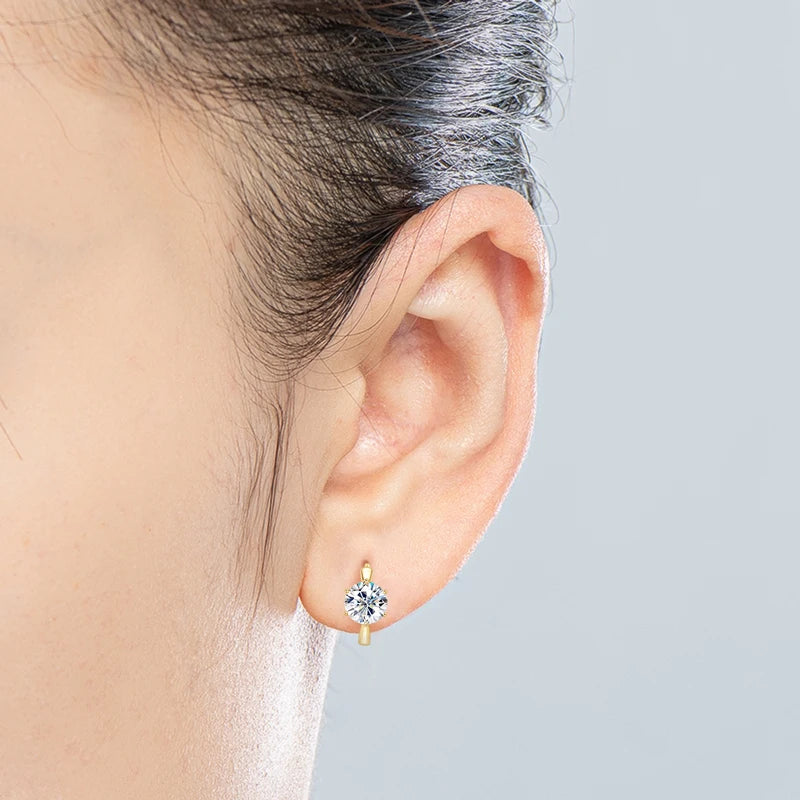 6-Prong Round Cut Moissanite Earrings 925 Sterling Silver