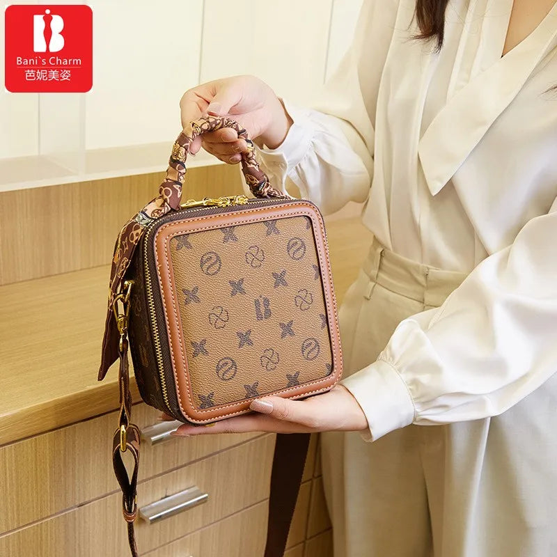 New high-end designer box bag retro fashion crossbody bag