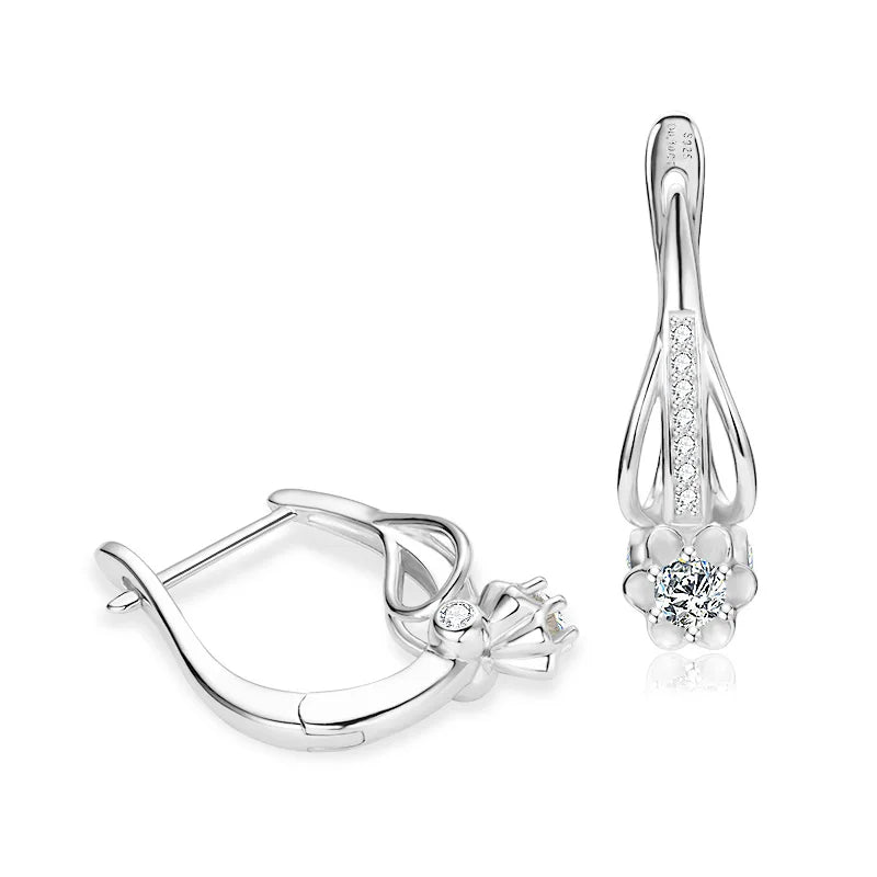 Brilliant 3mm Infinity Moissanite Earring 925 Sterling Silver Hoop Earrings