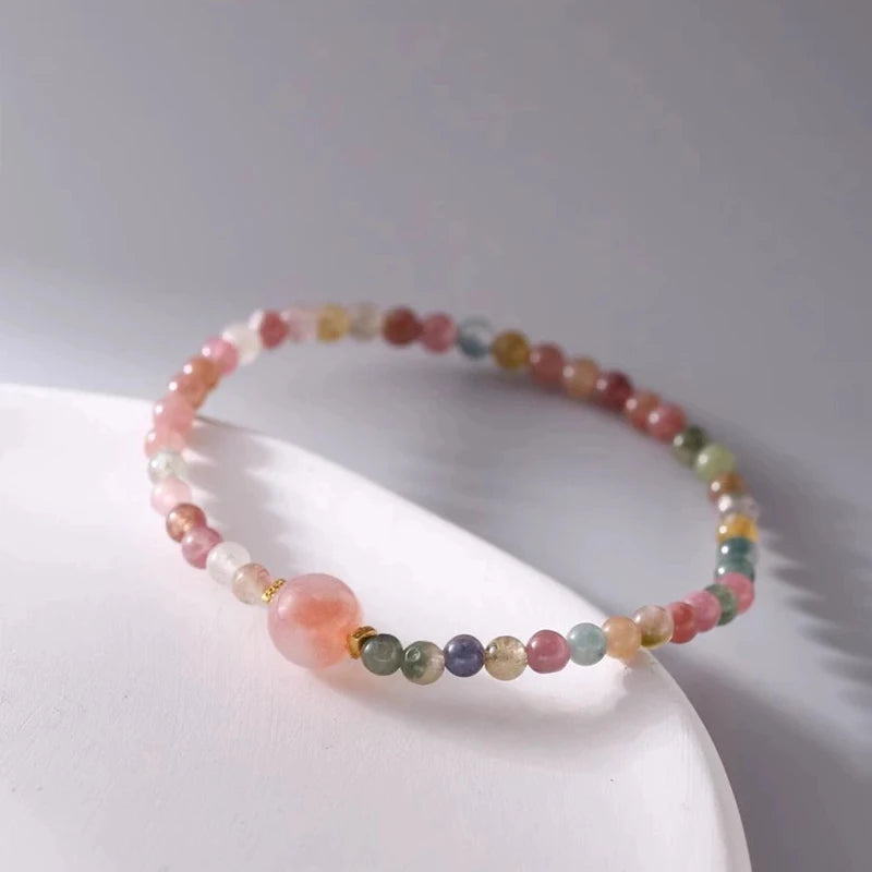 Colorful Beads Tourmaline Agate Beaded Women Bracelet