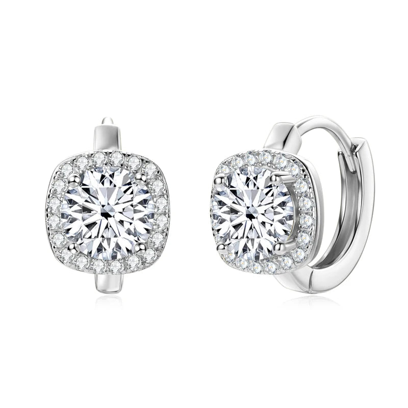 Trendy Ice Out Moissanite Diamond Earring 925 Sterling Silver Hoop Earrings
