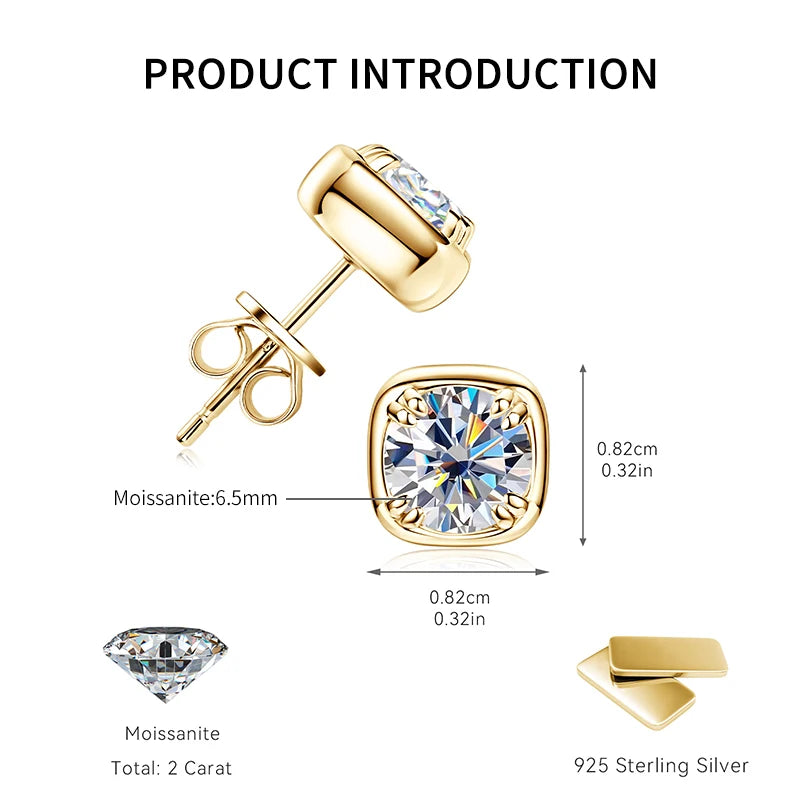 1CT Round Moissanite Hoop Earrings With Certificate 925 Sterling Silver
