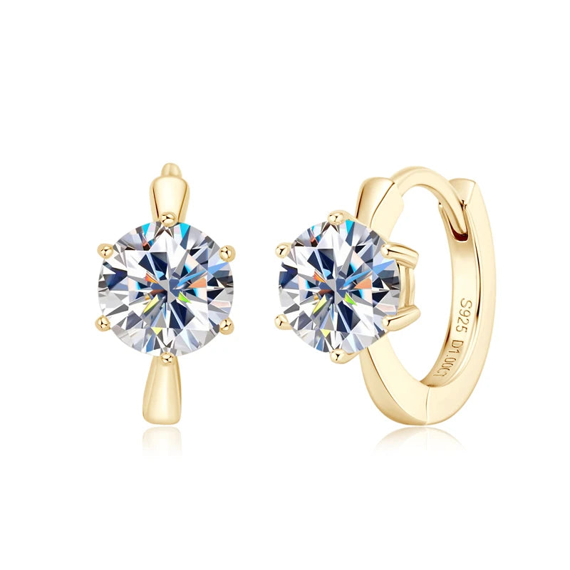 6-Prong Round Cut Moissanite Earrings 925 Sterling Silver