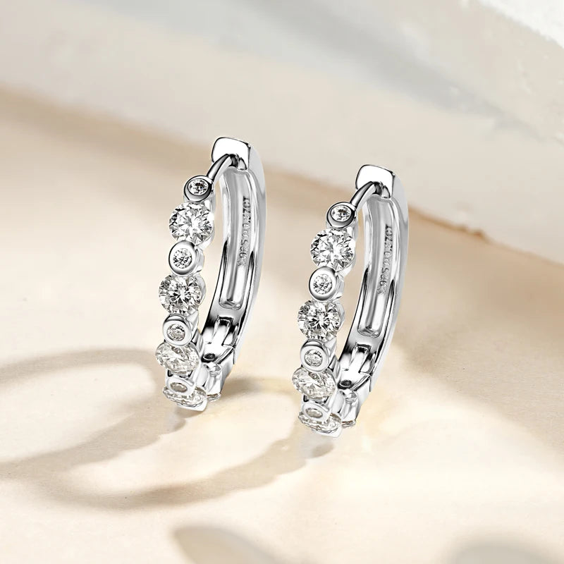 Moissanite Diamond Earring With Certificate 925 Sterling Silver Hoops Earring