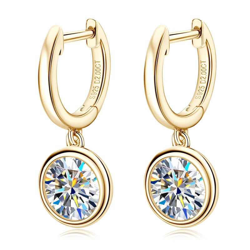 925 Sterling Silver Dangle Earring 1CT 2CT Moissanite Drop Earrings