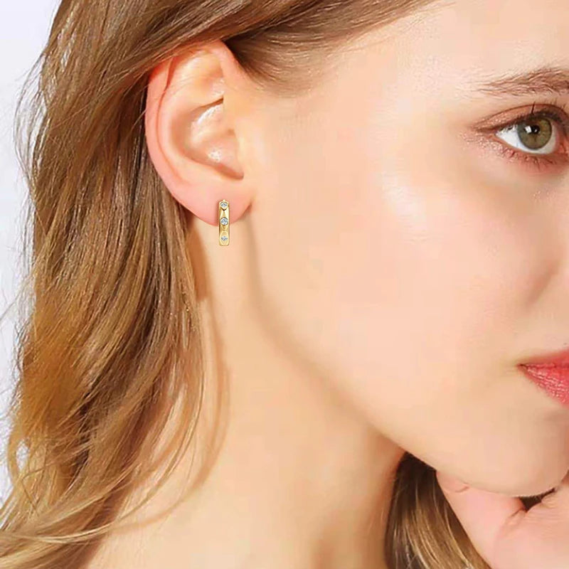 Moissanite Earring 925 Sterling Silver Huggies Hoop Earrings