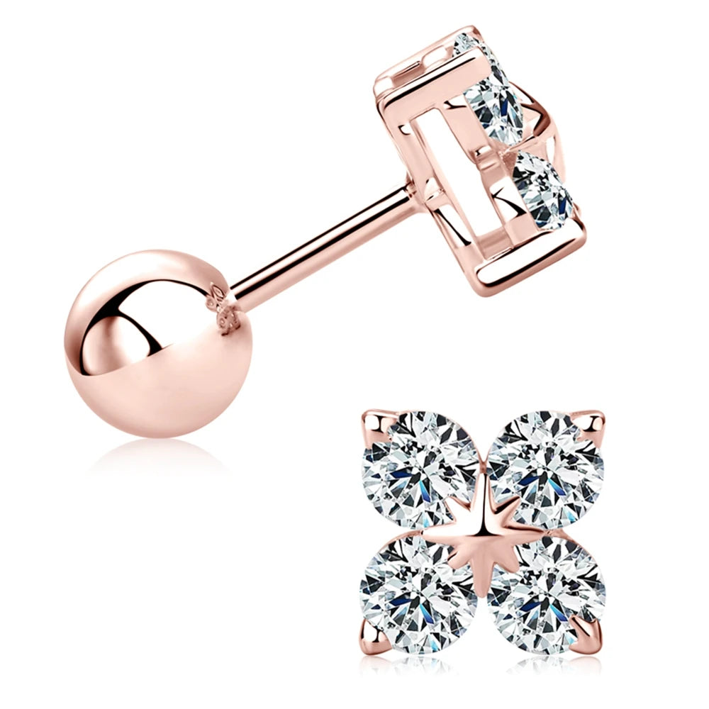 925 Silver Earrings Moissanite Four Leaf Clover Drop Earring