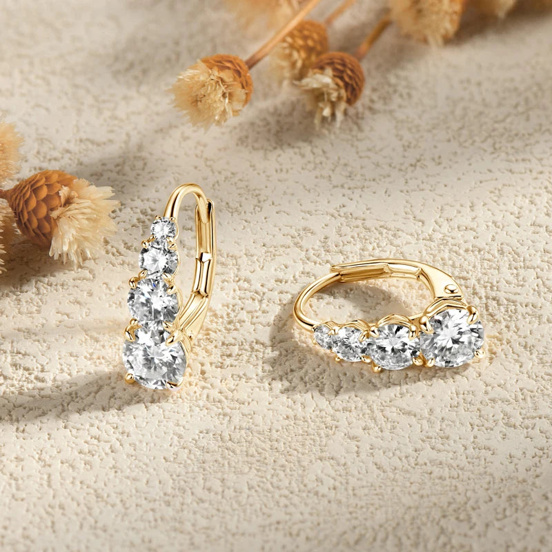 Moissanite Hoop Earrings 925 Sterling Silver