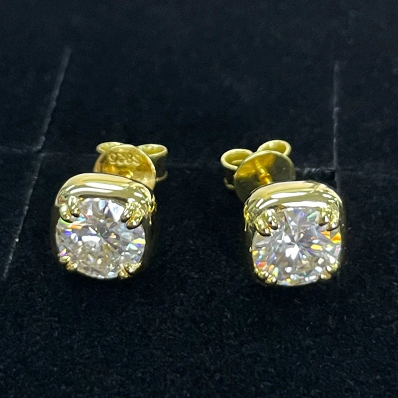 1CT Round Moissanite Hoop Earrings With Certificate 925 Sterling Silver