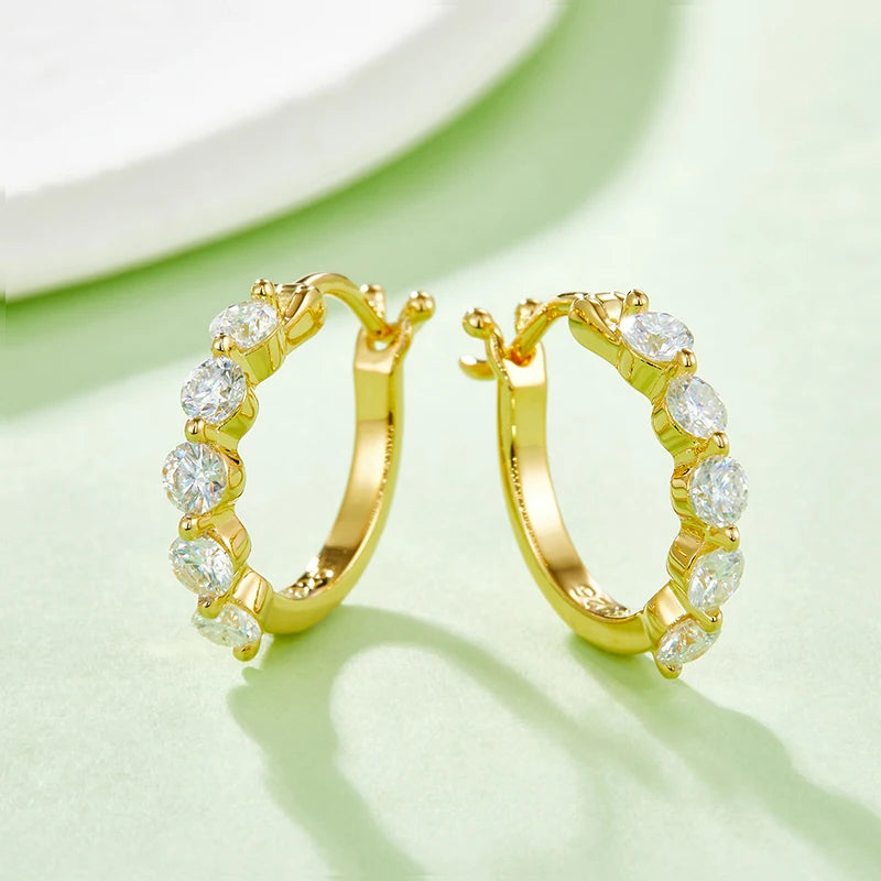 D-Color Round Moissanite Earrings 925 Sterling Silver Hoop Earring