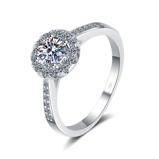 Designer 18K White Gold Moissanite Simple Womens Ring