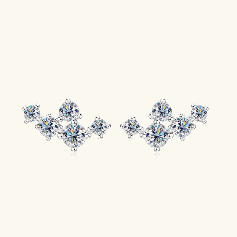 925 Sterling Silver Stud Earrings Sparkling Moissanite Earring 2025 Trend Jewelry
