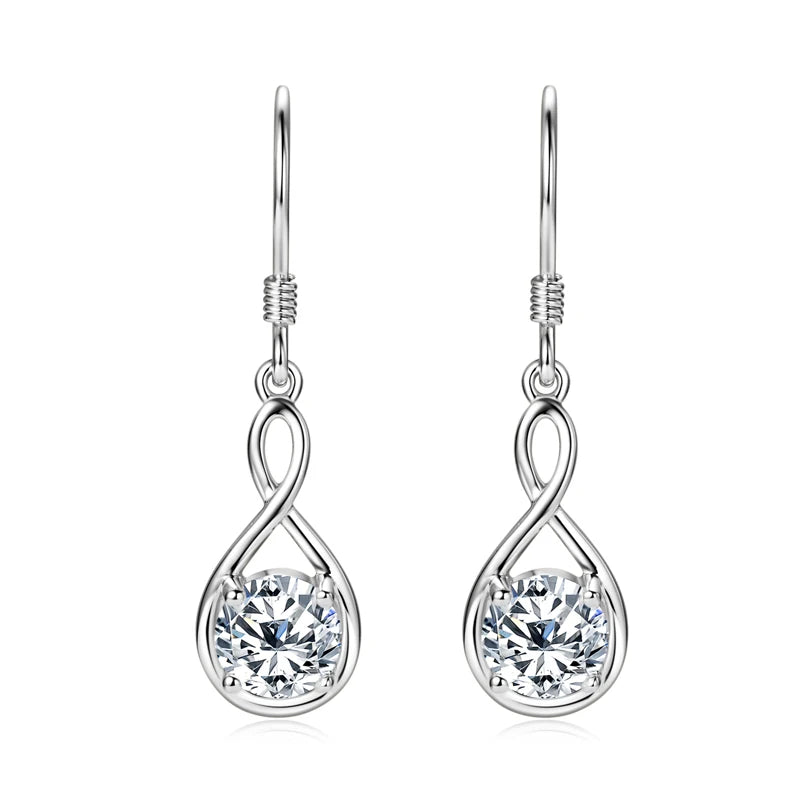 1.0ct Round Moissanite Dangle Hook Earring 925 Sterling Silver