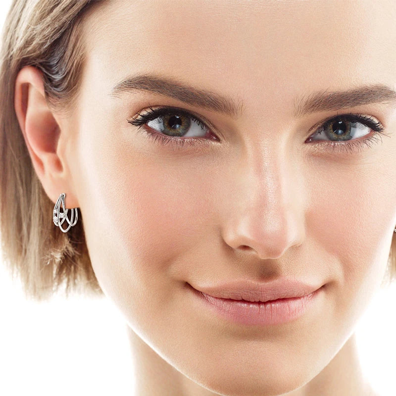 Circle Earrings For Women 925 Sterling Silver Moissanite Hoop Earring