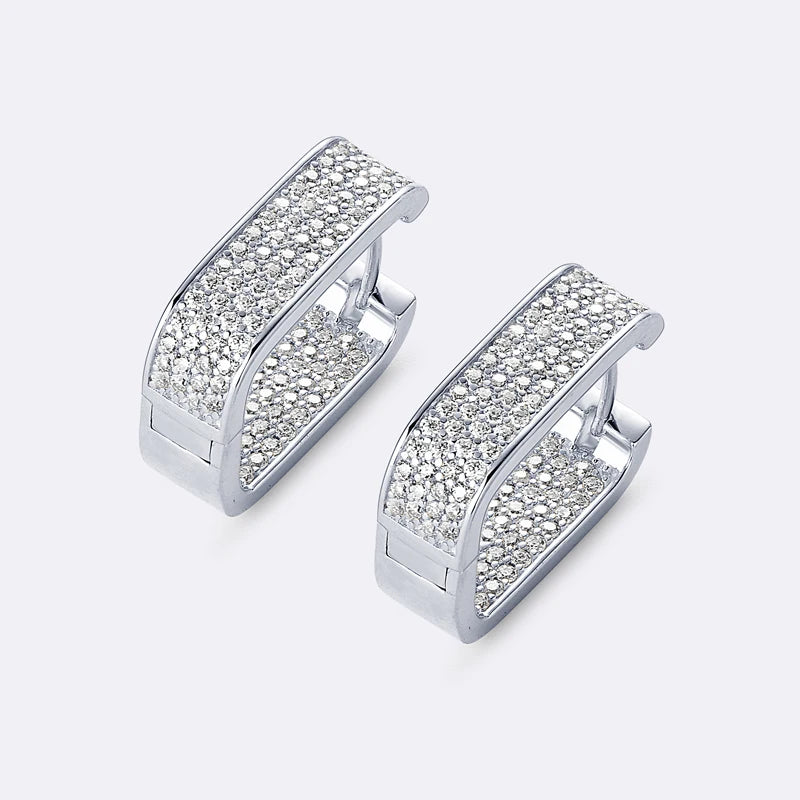 925 Sterling Silver U-shaped Square Earring Moissanite Hoop Earrings