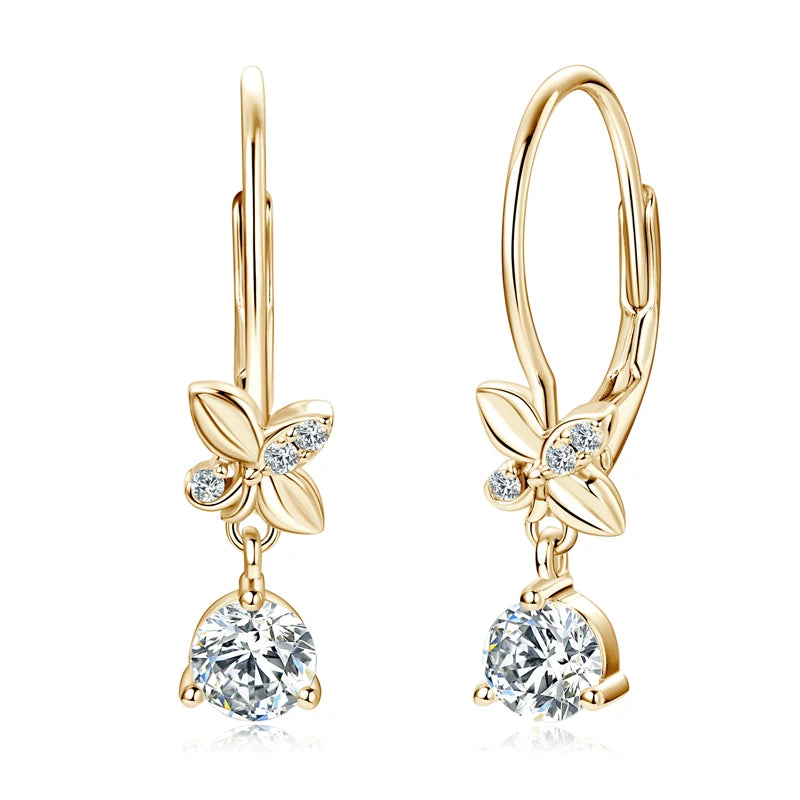925 Sterling Silver Moissanite Pendant Earring Flower Dangle Earrings