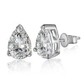 0.5 carat 4x6mm pear cut moissanite stud earrings in a brilliant white gold plated 925 sterling silver setting.
