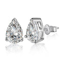 0.5 carat 4x6mm pear cut moissanite stud earrings in a brilliant white gold plated 925 sterling silver setting.