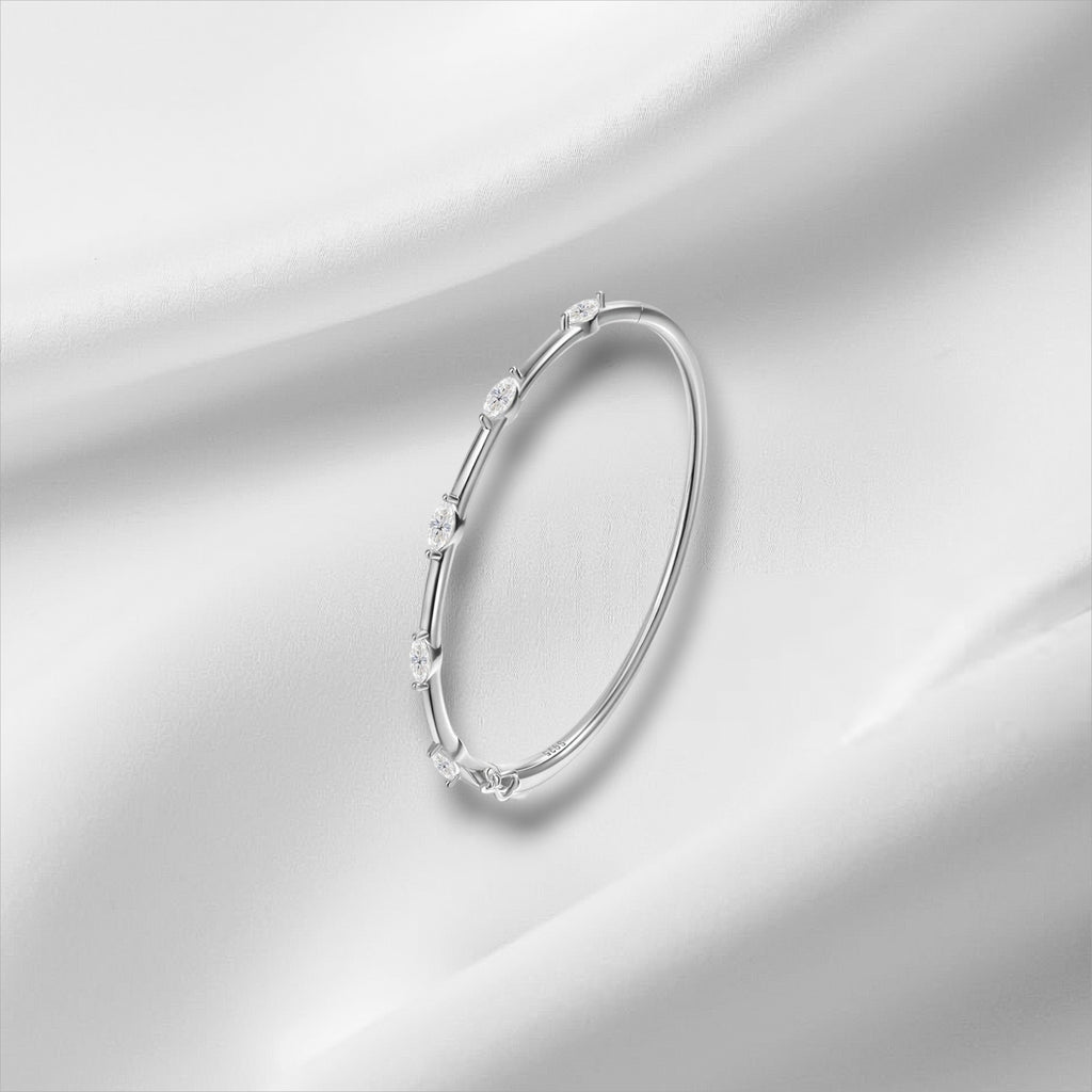 5-Stone Marquise Moissanite Bangle | D VVS1 S925 Silver