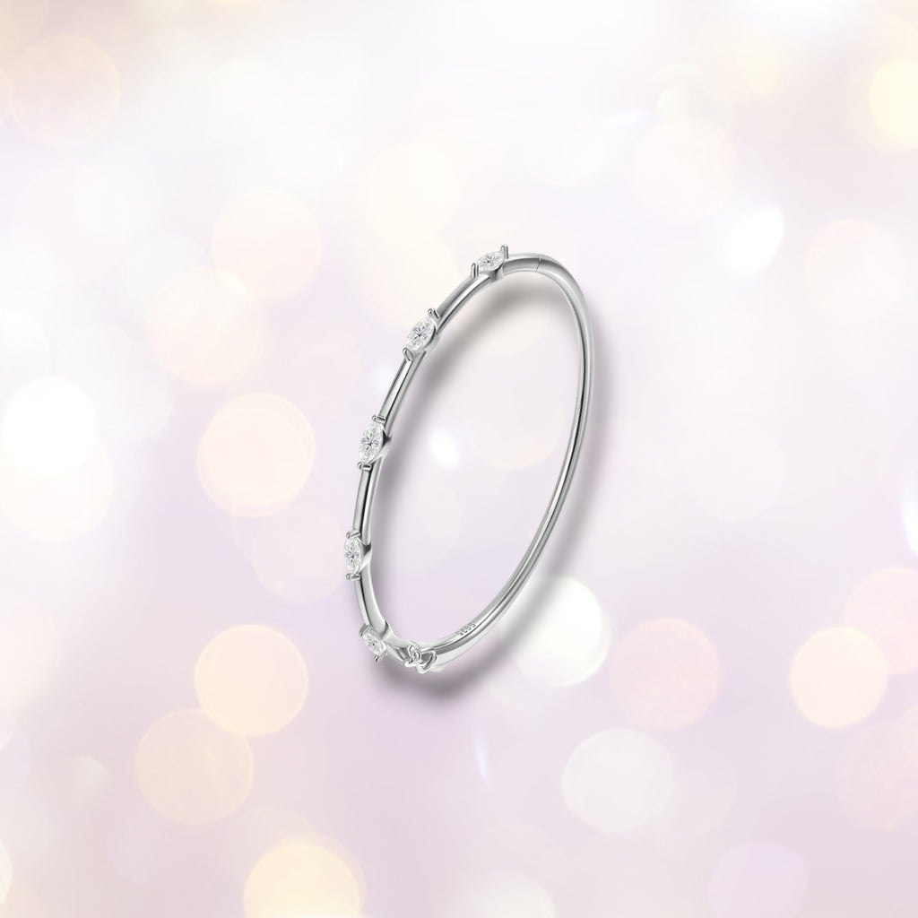 5-Stone Marquise Moissanite Bangle | D VVS1 S925 Silver