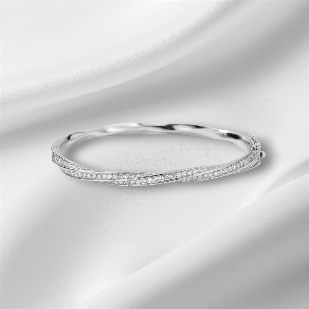Moissanite Twisted Bangle | D VVS1 S925 Silver Bracelet