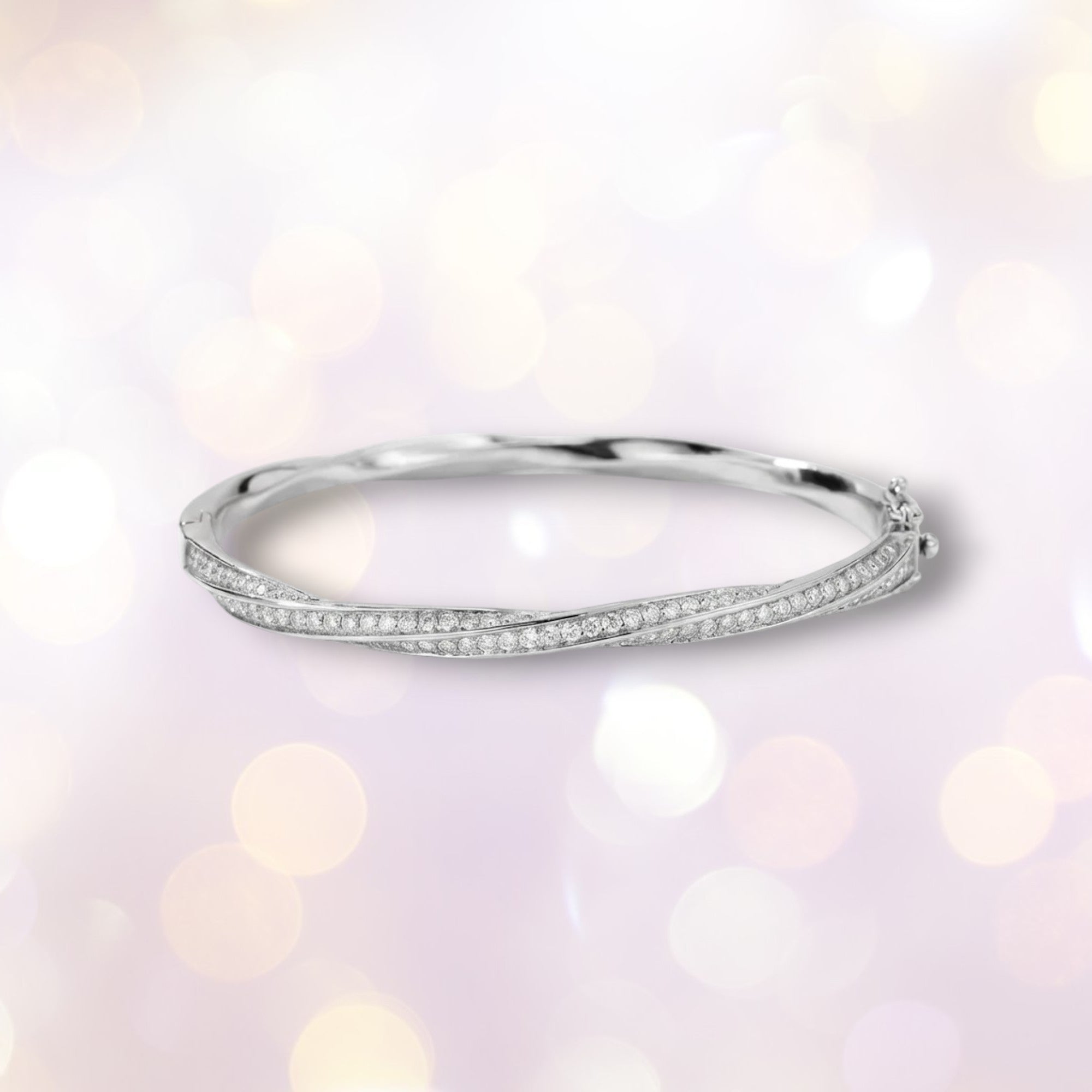 Moissanite Twisted Bangle | D VVS1 S925 Silver Bracelet
