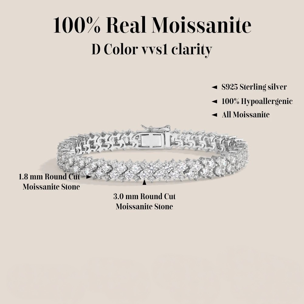 Double Row Moissanite Tennis Bracelet | 925 Sterling Silver
