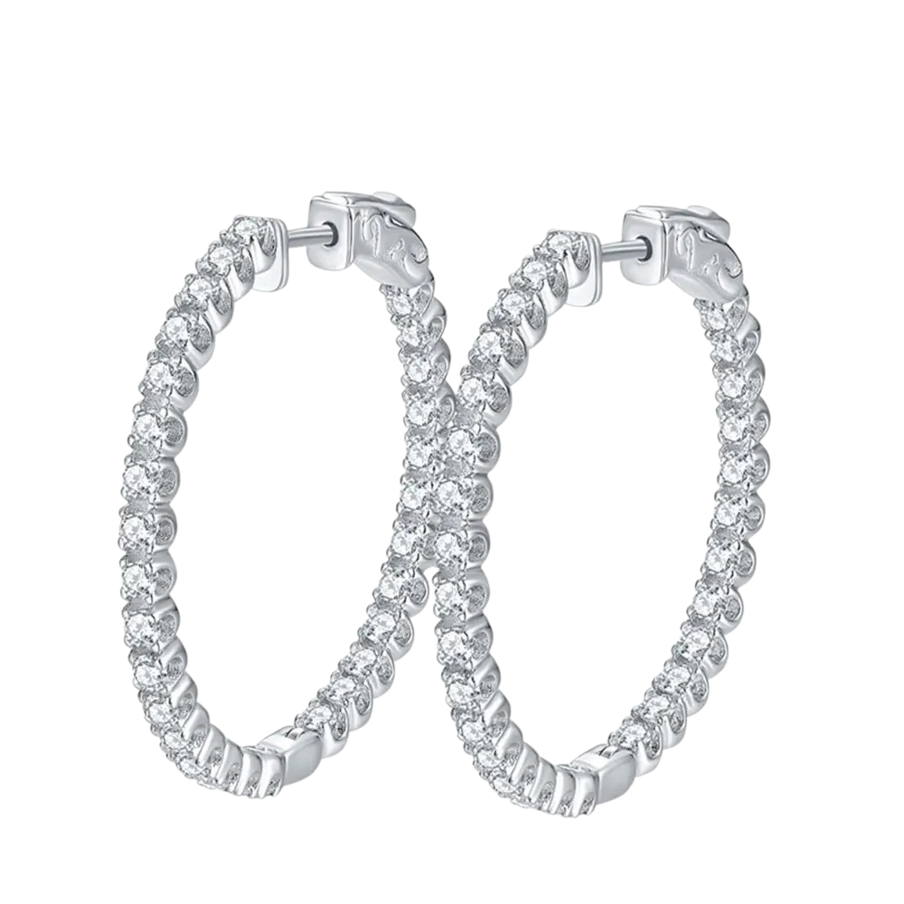 1.5ct Moissanite Hoop Earrings | D VVS1 S925 Silver