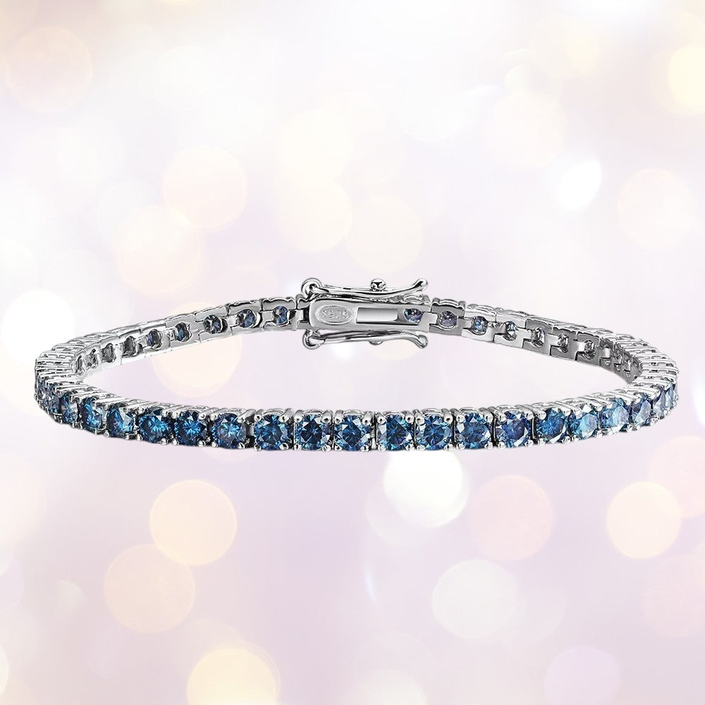 Blue Moissanite Tennis Bracelet | D VVS1 S925 Silver