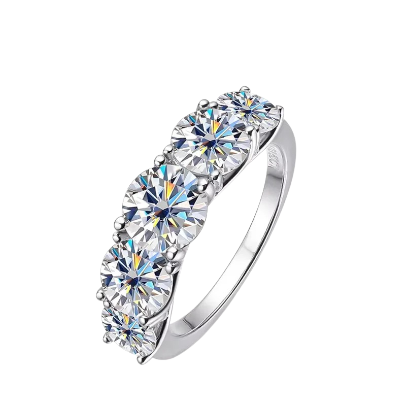 3.6ct 5-Stone Moissanite Wedding Band - D VVS1 Sterling Silver