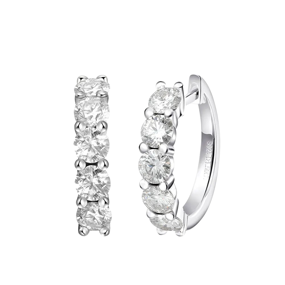 D Color Moissanite Loop Stud Earrings | S925 Silver 1ct-3ct