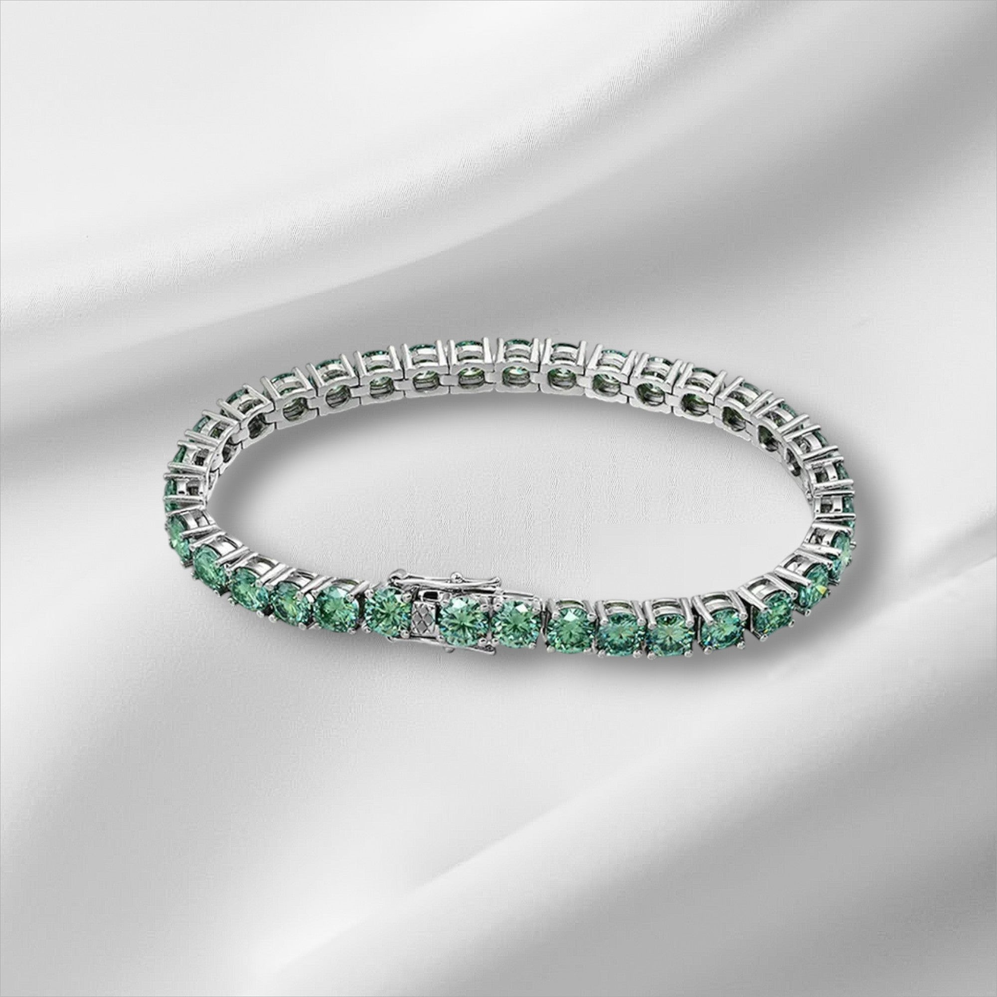 Green Moissanite Tennis Bracelet | D VVS1 S925 Silver