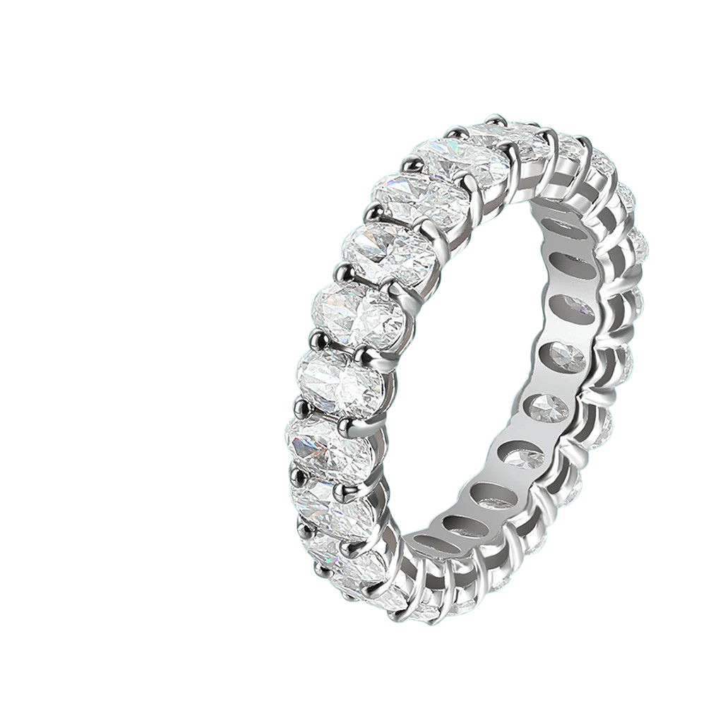 Oval Moissanite Eternity Band - D VVS1 S925 Silver 3x5mm