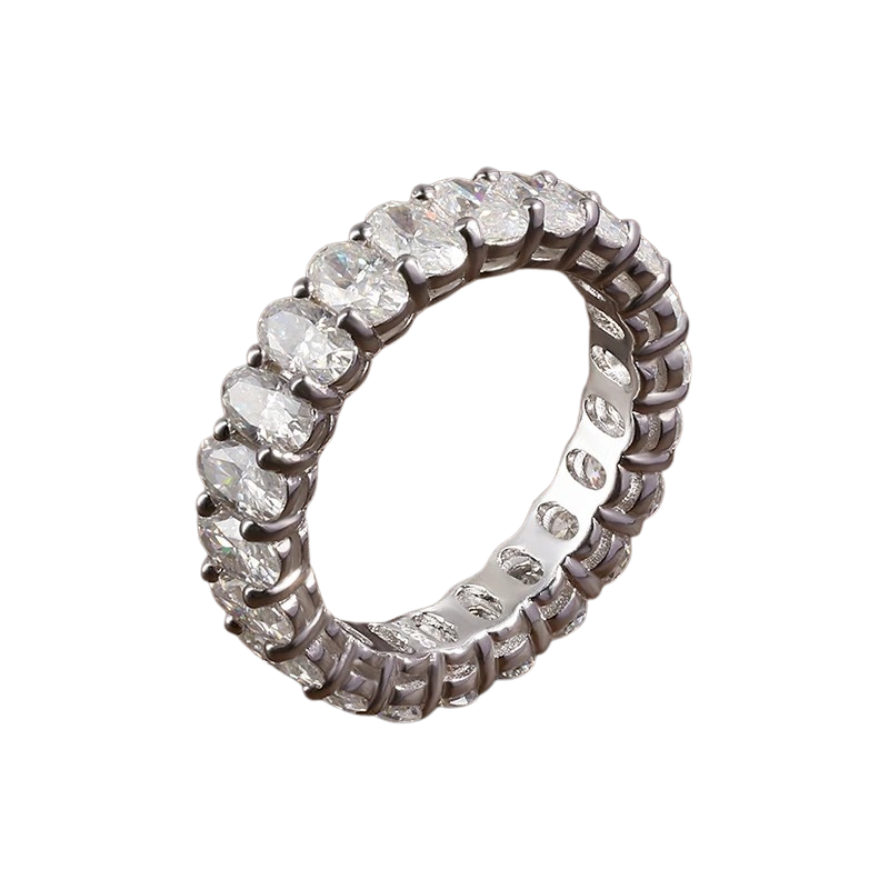 Oval Moissanite Eternity Band - D VVS1 S925 Silver 3x5mm